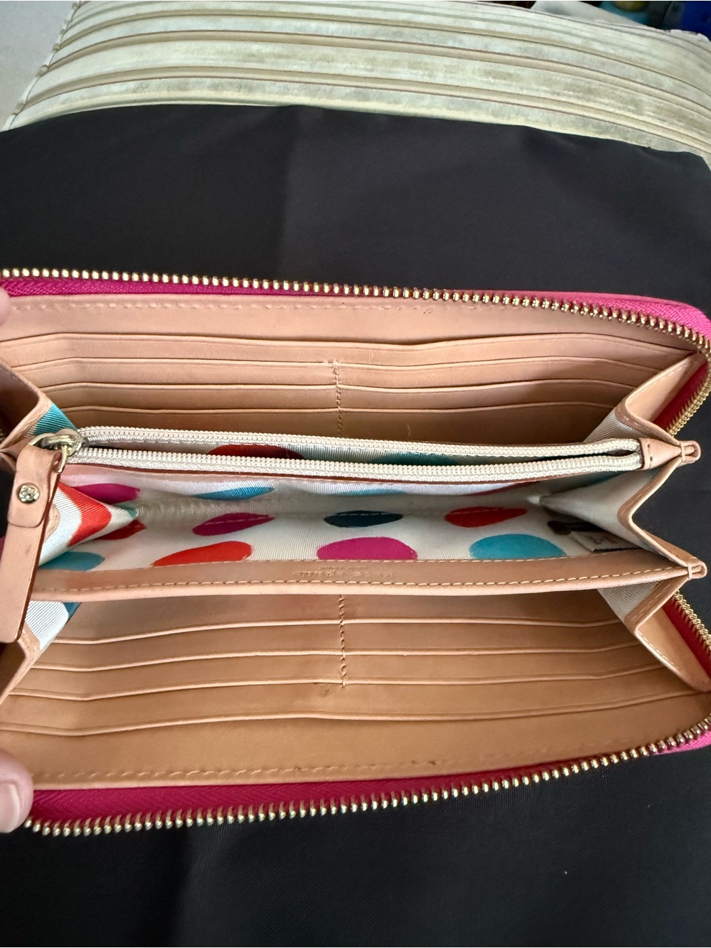 kate spade Bright Pink Zip-Around Leather Wallet with Gold hardware - Picture 4 of 11